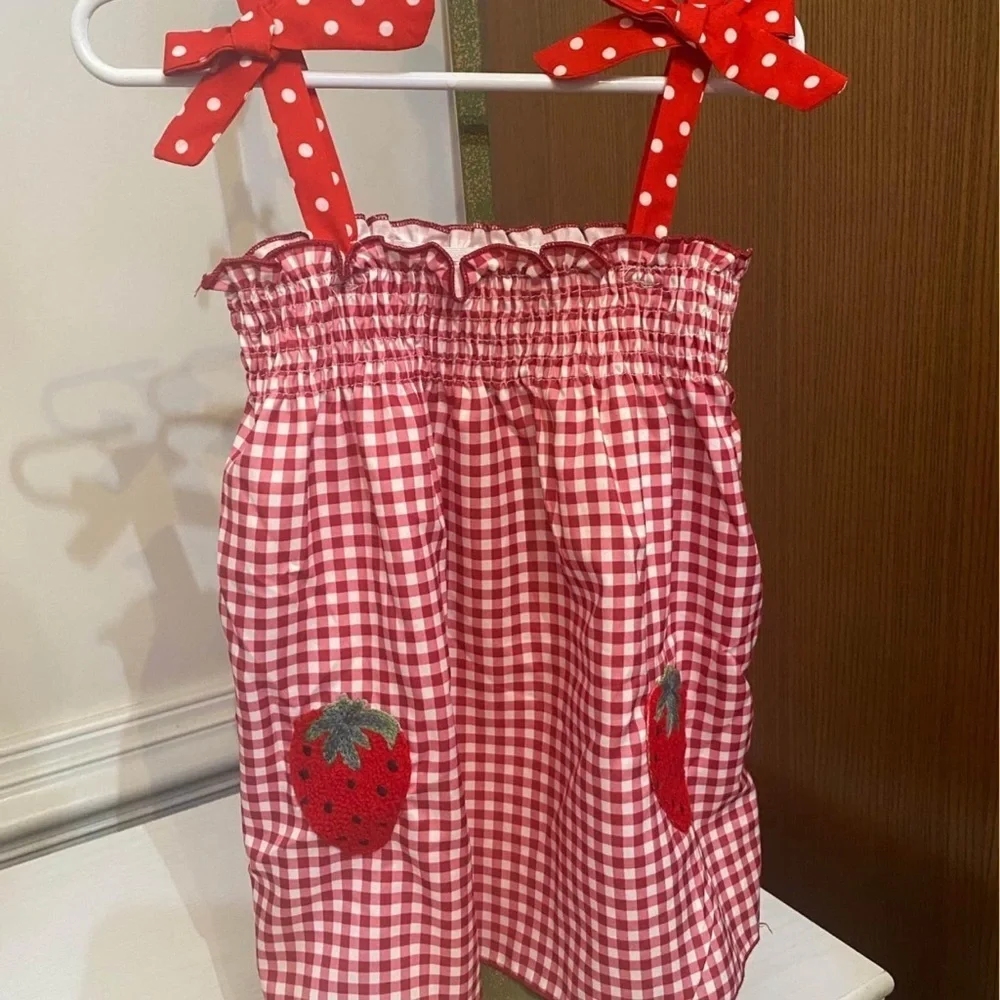 New Gingham Strawberry Sundress